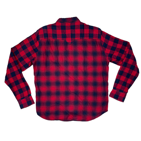 Lucky Brand California Fit Red Multi Plaid Flannel - Picture 7 of 9